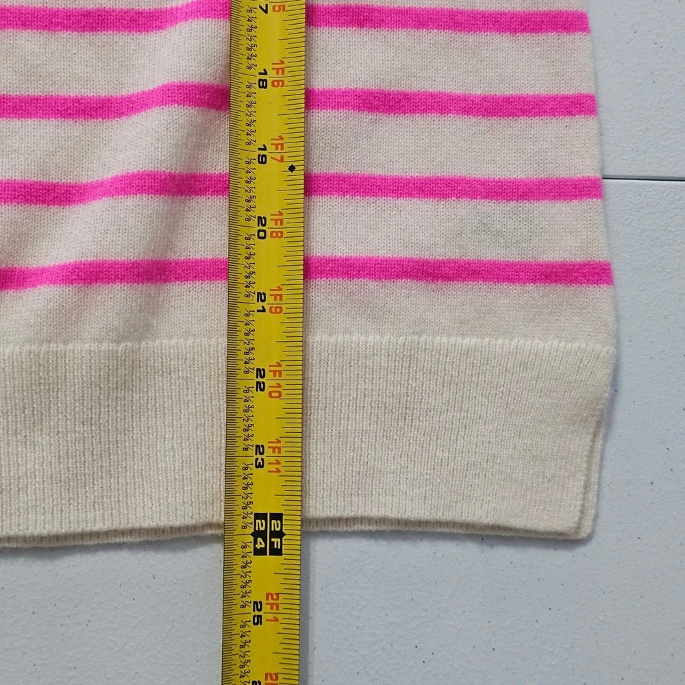 Antonio Melani Cashmere Sweater M Cream Pink Breton Striped Preppy Parisian Luxe